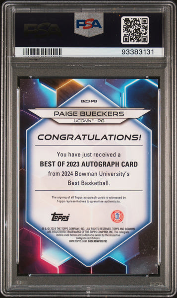 Paige Bueckers - 2023 Bowman University Best Best Of 2023 Autographs PSA 9 /125