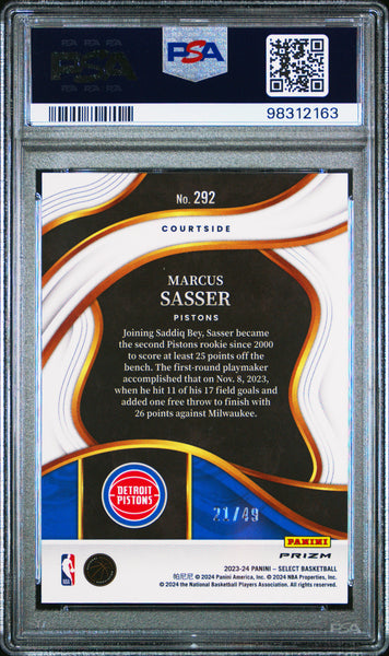 Marcus Sasser - 2023 Panini Select Red Disco PSA 10 /49