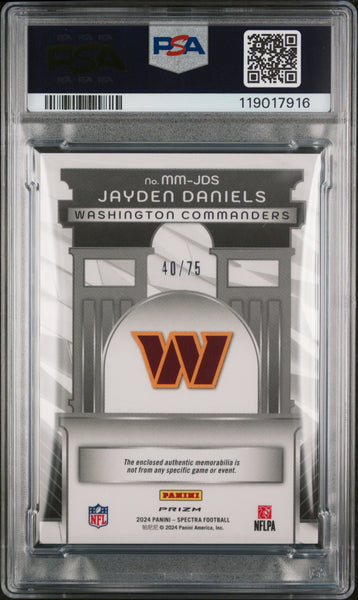 Jayden Daniels - 2024 Panini Spectra Monumental Memorabilia Celestial PSA 9