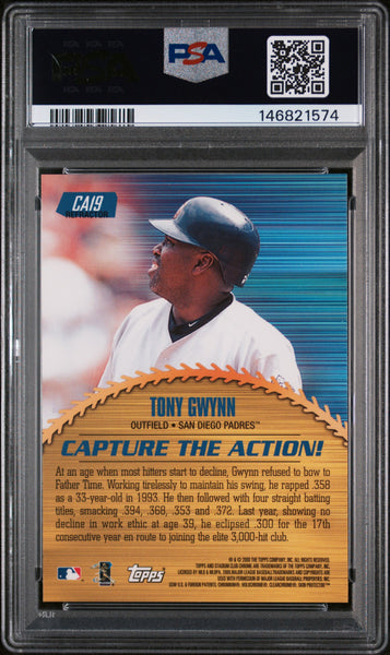 Tony Gwynn - 2000 Stadium Club Chrome Capture The Action Refractor PSA 9