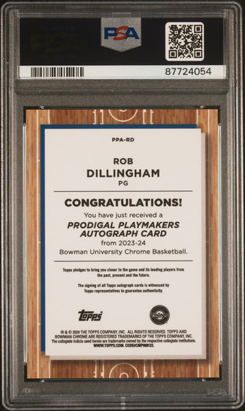 Rob Dillingham - 2023 Bowman U Chrome Prodigal Playmakers Autographs PSA 10
