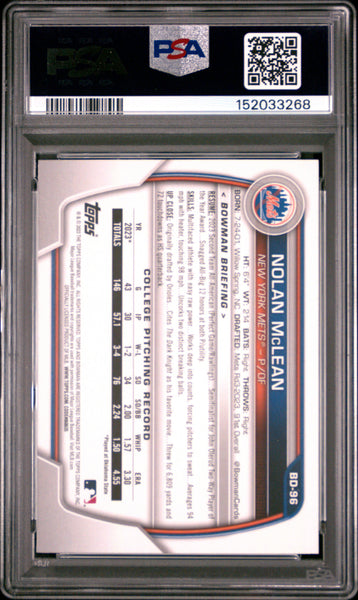 Nolan Mclean - 2023 Bowman Draft PSA 9
