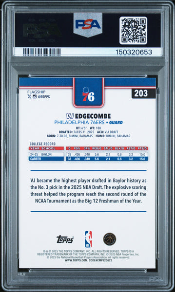 VJ Edgecombe - 2025 Topps PSA 9