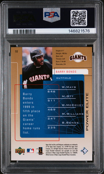 Barry Bonds - 1999 Upper Deck Challengers For 70 Edition PSA 8 496/600
