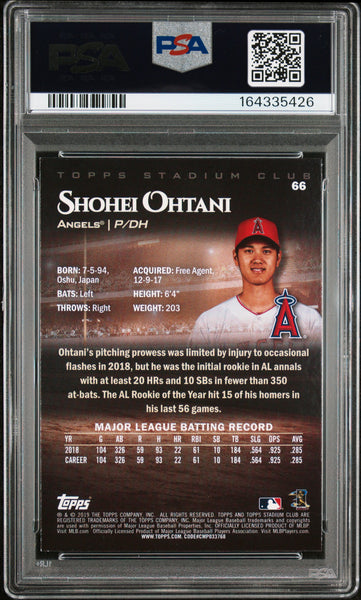 Shohei Ohtani - 2019 Stadium Club #66 PSA 8