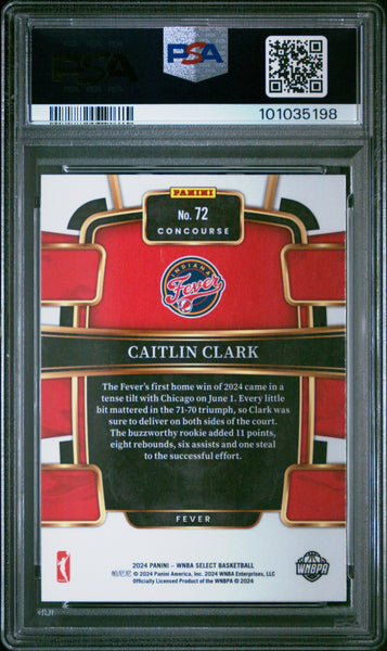 Caitlin Clark - 2024 Panini Select WNBA Rookie #72 PSA 10