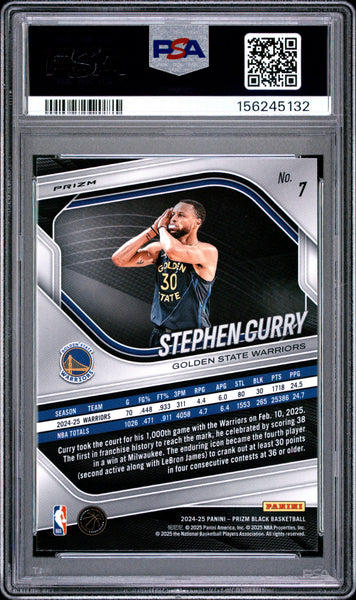 Stephen Curry - 2024 Panini Prizm Black #7 Silver Night Night PSA 10