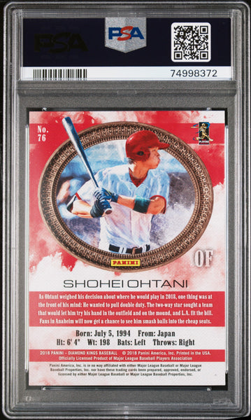 Shohei Ohtani - 2018 Panini Diamond Kings Facing Right #76 Rookie PSA 10