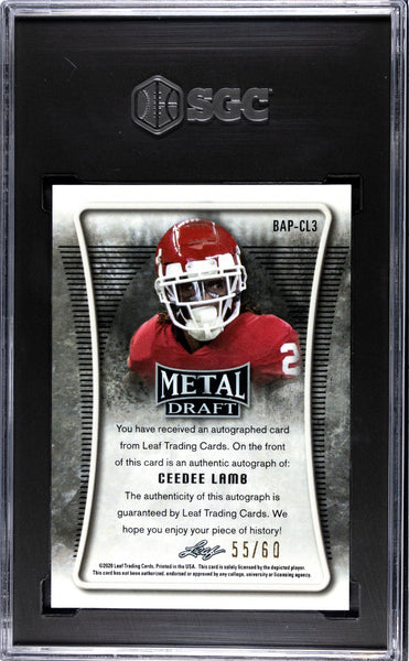 Ceedee Lamb - 2020 Leaf Metal Draft Portrait Autograph Silver Marble SGC 10 /60
