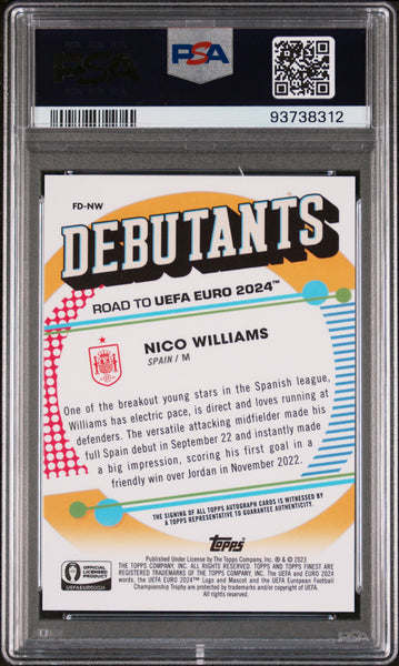 Nico Williams - 2023 Topps Finest Road To UEFA Euro 2024 Finest Debutants PSA 9 334/350