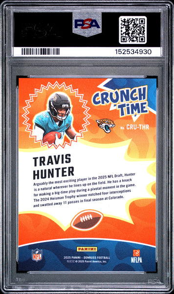Travis Hunter - 2025 Panini Donruss Crunch Time Gold PSA 9 Rookie