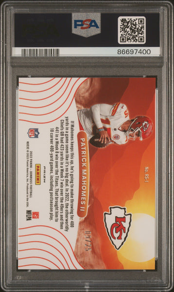 Patrick Mahomes II - 2022 Panini Donruss Optic Rising Suns Black Pandora PSA 10 9/25