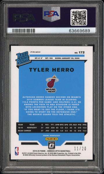 Tyler Herro - 2019 Panini Donruss Optic Fast Break Pink PSA 10 11/20