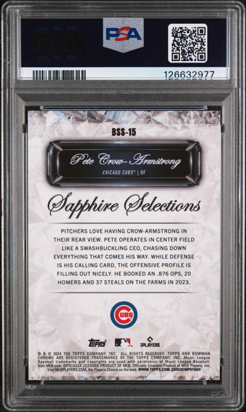 Pete Crow-Armstrong - 2024 Bowman Sapphire  Selections Gold PSA 10 25/50