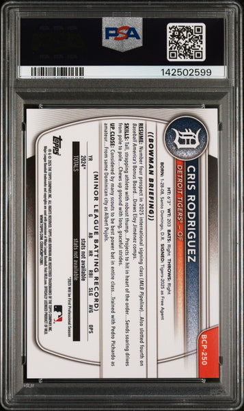 Cris Rodriguez - 2025 Bowman Chrome Prospects Gold Reptilian PSA 8 22/50