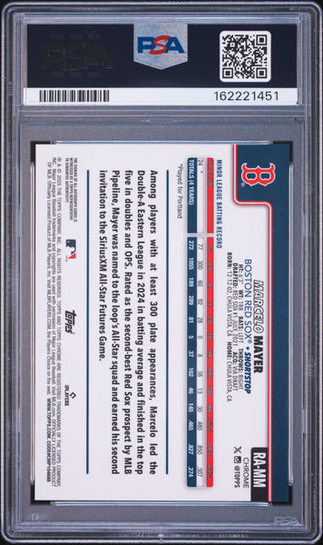 Marcelo Mayer 2025 Topps Chrome Update Autograph Purple Speckle PSA 9 /299