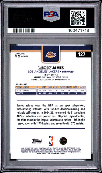 LeBron James - 2025 Topps Chrome Yellow Refractor PSA 10 /275 231/275