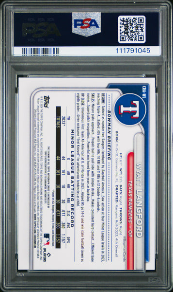 Wyatt Langford - 2024 Bowman Chrome Rookie Auto Blue Refractor PSA 10 /150