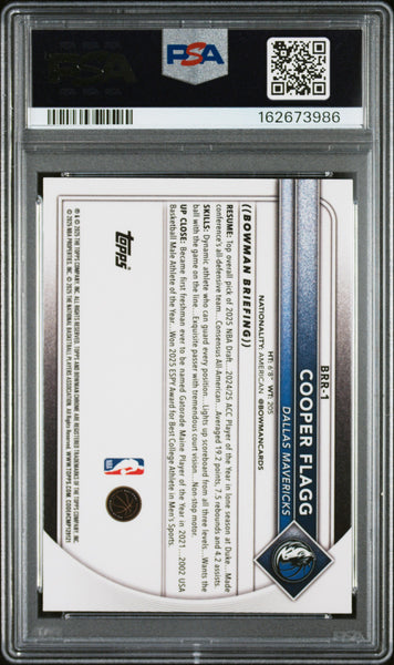 Cooper Flagg - 2025 Bowman CHR Rookie Red RC Variation PSA 9