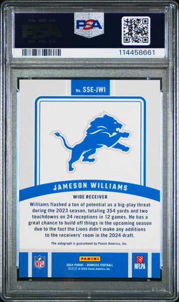 Jameson Williams - 2024 Panini Donruss Signature Series PSA 9