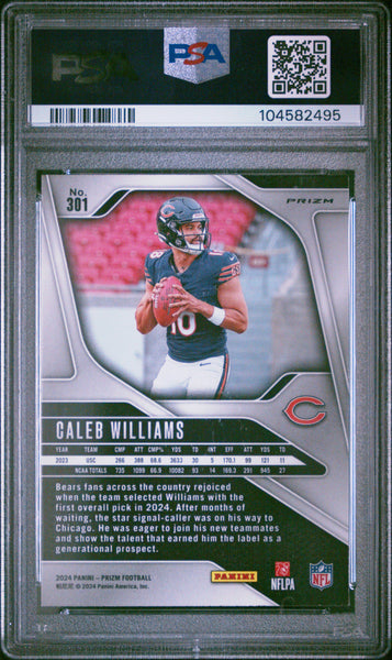 Caleb Williams - 2024 Panini Prizm Purple Pulsar PSA 9