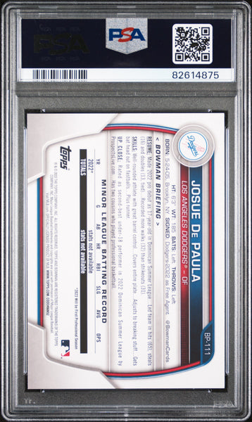 Josue De Paula - 2023 Bowman Paper Prospects PSA 10