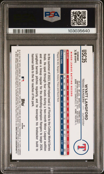 Wyatt Langford - 2024 Topps Chrome Update Purple Refractor PSA 10 194/250