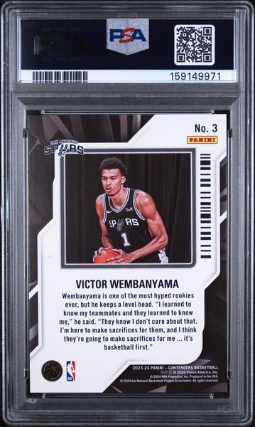 Victor Wembanyama - 2023 Panini Contenders Rookie Of The Year Contenders PSA 10