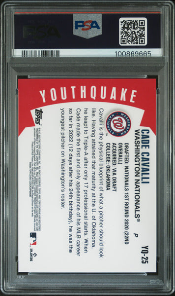 Cade Cavalli - 2023 Topps Chrome Youthquake Red Refractor PSA 10 1/5
