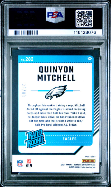 Quinyon Mitchell - 2024 Panini Donruss Optic Pink Velocity PSA 10