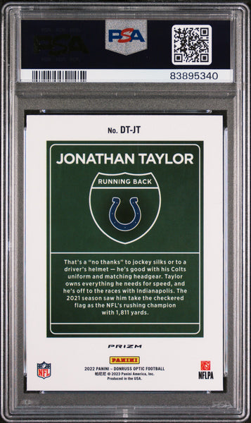 Jonathan Taylor - 2022 Panini Donruss Optic Downtown Case Hit SSP PSA 9 #DTJT