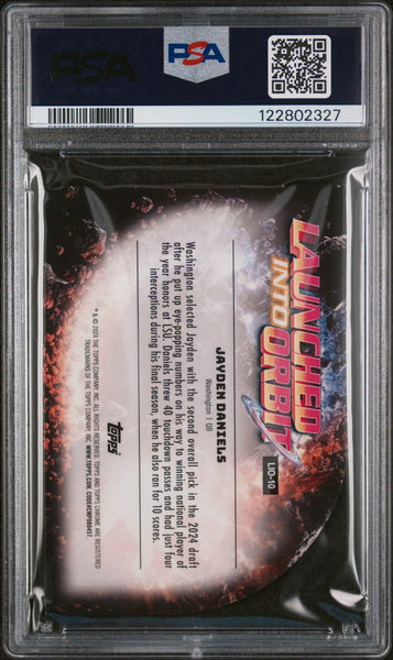 Jayden Daniels - 2024 Topps Cosmic Chrome Launched Into Orbit Gold Intrstlr PSA 8 42/50