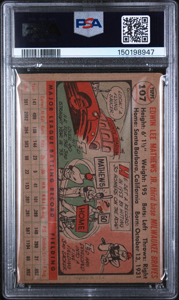 Ed Mathews - 1956 Topps Gray Back PSA 3