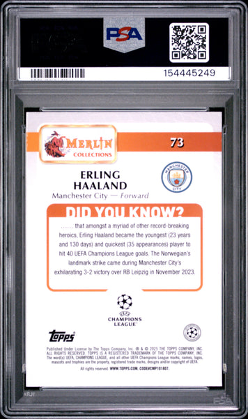 Erling Haaland - 2024-2025 Topps Merlin UEFA #73 Mini Diamond PSA 9
