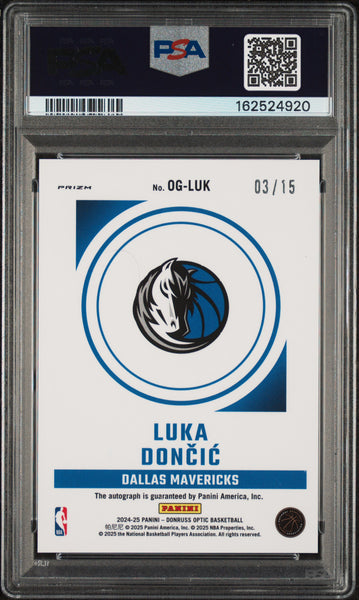 Luka Doncic - 2024 Panini Donruss Optic Opti-Graphs Green Intl PSA 10 /15