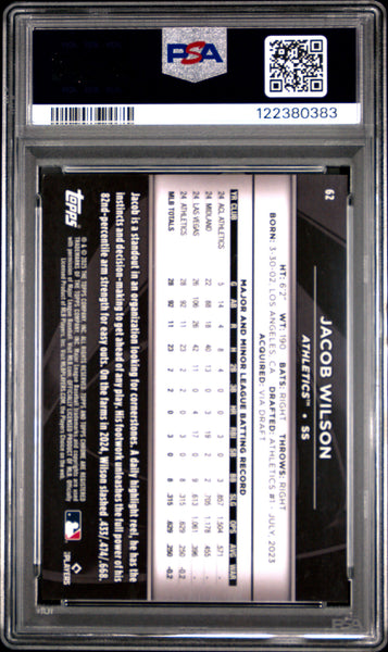 Jacob Wilson - 2025 Topps Chrome Black Green Refractor PSA 9 /99 Rookie 55/99