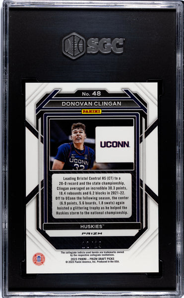 Donovan Clingan - 2023 Panini Prizm Draft Picks Blue Shimmer SGC 9.5 /19