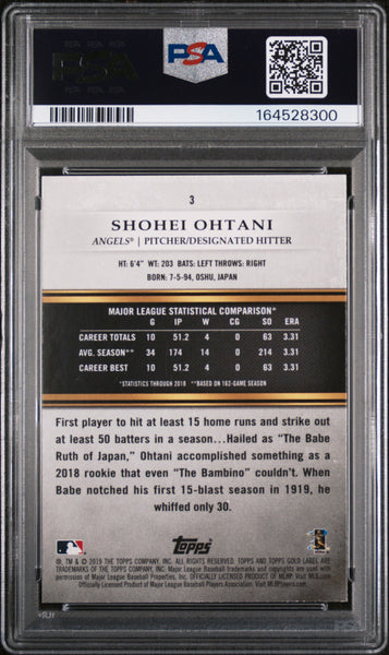 Shohei Ohtani - 2019 Topps Gold Label Baseball Class 1 PSA 8 #3