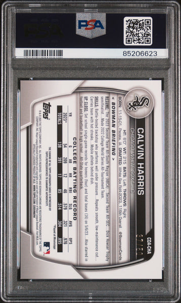 Calvin Harris 2023 Bowman Draft Chrome Prospect Autograph Gold Wave PSA 10 /50