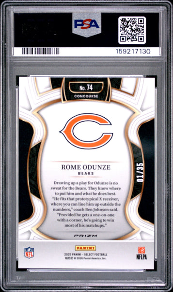 Rome Odunze - 2025 Panini Select White Prizm PSA 10