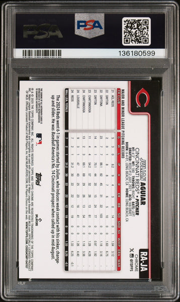 Julian Aguiar - 2025 Topps Chrome Rookie Autographs PSA 9