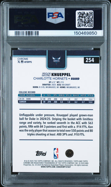 Kon Knueppel - 2025 Topps Chrome PSA 9