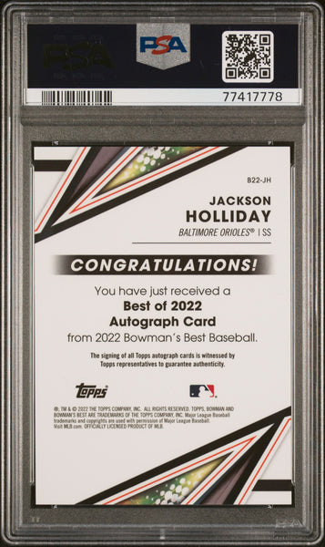 Jackson Holliday - 2022 Bowman's Best Gold Lava Auto PSA 10 69/75