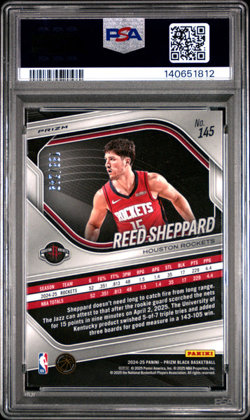 Reed Sheppard - 2024 Panini Prizm Black Skewed PSA 9