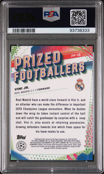 Vini JR. - 2023-24 Topps Finest UEFA Club Competitions Prized Footballers FB Rose Gold Ref PSA 10