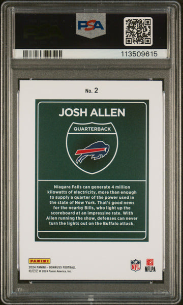 Josh Allen - 2024 Panini Donruss Downtown! PSA 9