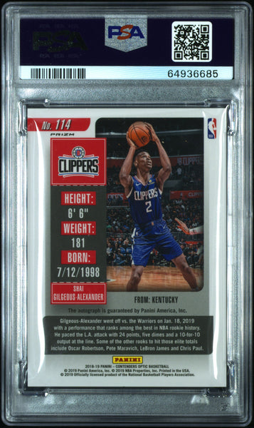 S. Gilgeous-Alexander - 2018 Panini Contenders Optic Autograph PSA 9