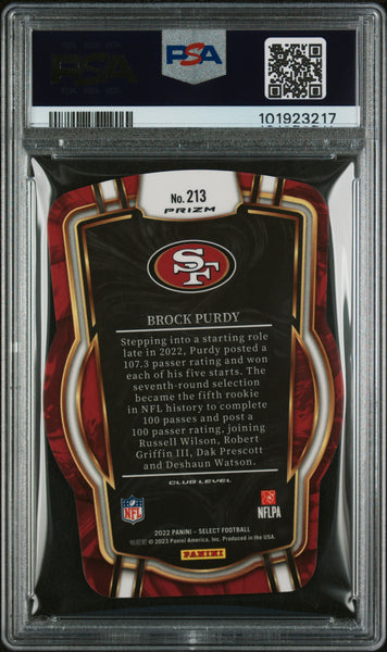 Brock Purdy - 2022 Panini Select Die Cut Black Green Prizm PSA 9