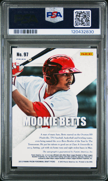 Mookie Betts - 2013 Panini Prizm Perennial Draft Picks Prospect Signatures PSA 8