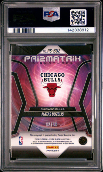 Matas Buzelis - 2024 Panini Prizm Black Prizmatrix Signatures Blue PSA 8 12/49